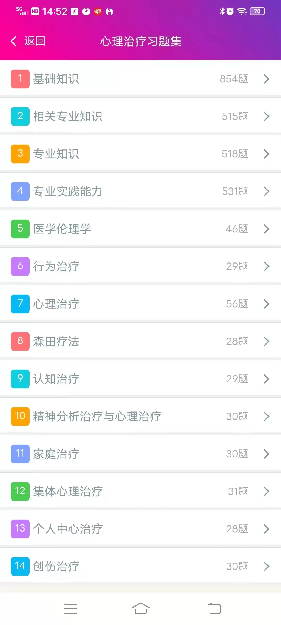 心理治疗中级总题库app最新版